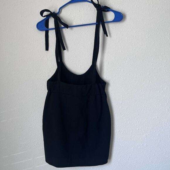 PLT size 6 high waist dungaree overall style tie straps side slit mini skirt - Picture 2 of 10